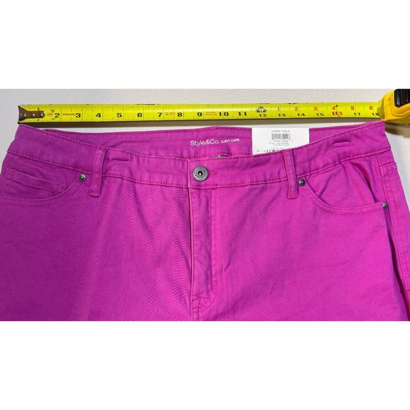Style & Co. Size 18 Curvy Capri Pants Mid Rise Fuchsia Tulip Slimming Pocket - Picture 7 of 8